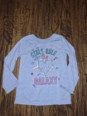 Garanimals "Girls Rule the Galaxy" Graphic Long Sleeve Tee Light Blue 3T